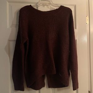 A&F wine colored oversized sweater w/ slit- size S
